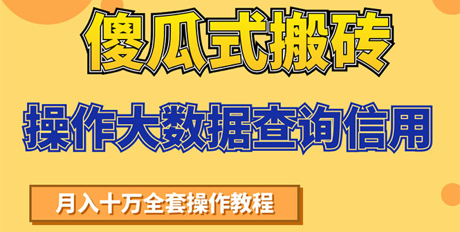 傻瓜式搬砖操作大数据查询信用赚钱方法:助你快速月入6万全套操作教程插图 傻瓜式搬砖操作大数据查询信用赚钱方法:助你快速月入6万全套操作教程