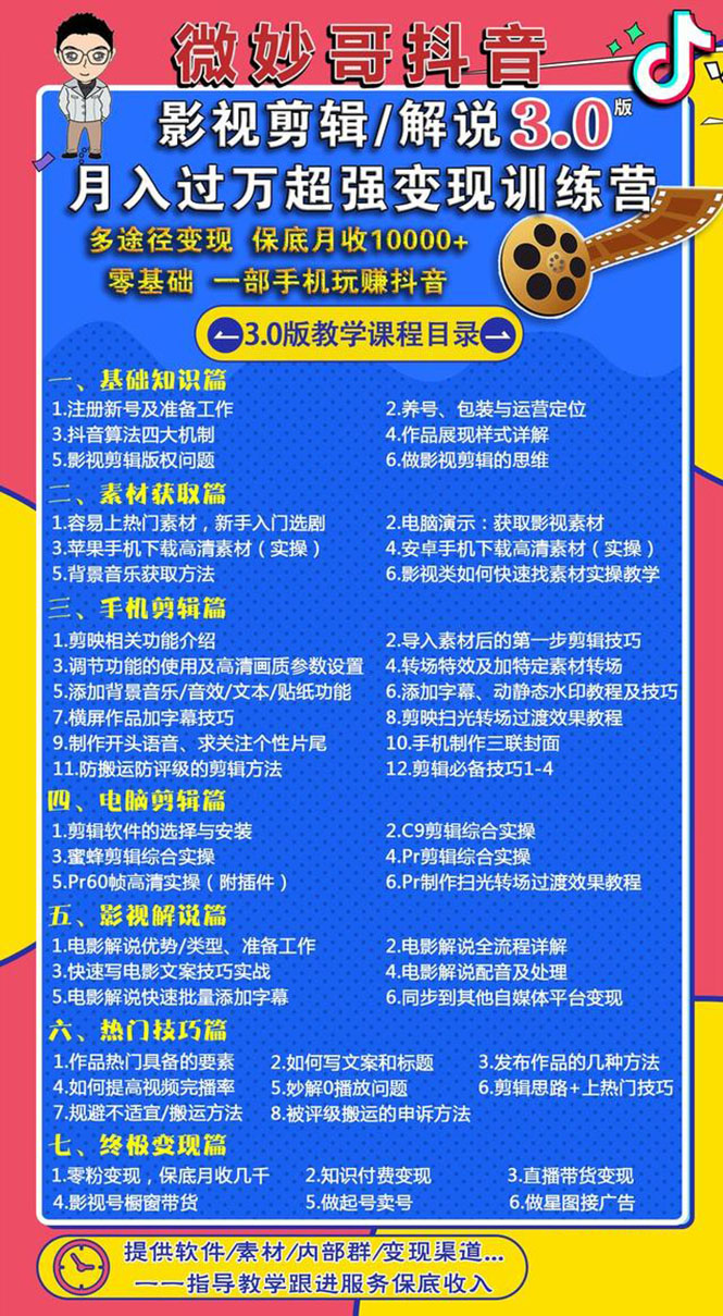 影视剪辑及解说3.0:零基础,一部手机玩赚抖音,多途径月收入10000+插图1 影视剪辑及解说3.0:零基础,一部手机玩赚抖音,多途径月收入10000+