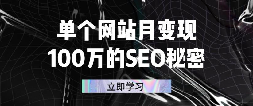 单个网站月变现100万的SEO秘密：如何百分百做出赚钱站点