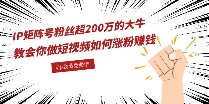 IP矩阵号粉丝超200万的大牛:教会你做短视频如何涨粉赚钱(全套课程)插图1 IP矩阵号粉丝超200万的大牛:教会你做短视频如何涨粉赚钱(全套课程)