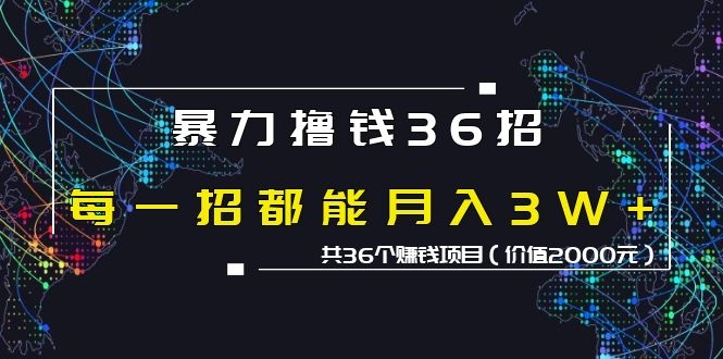 暴力撸钱36招，每一招都能月入30000+共36个赚钱项目（价值2000元）