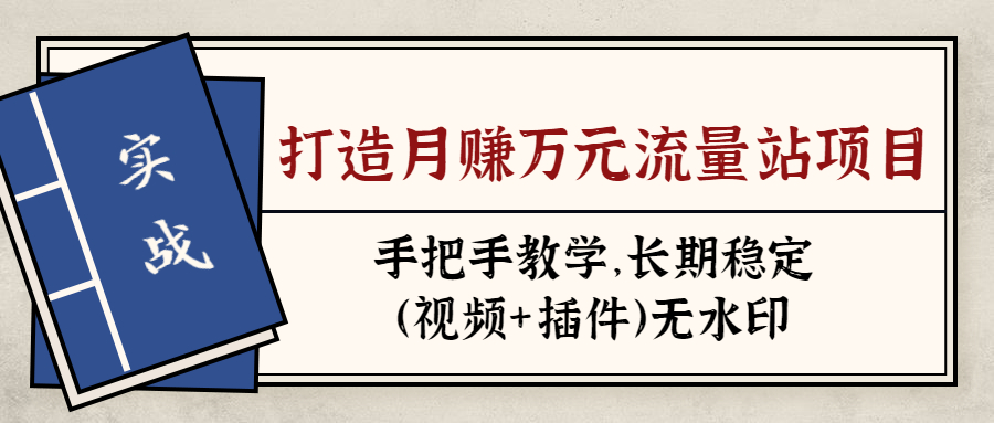 实战打造月赚万元流量站项目：手把手教学，长期稳定（视频+插件）无水印