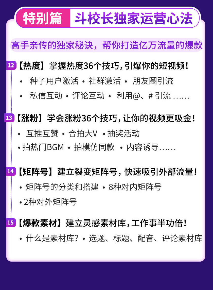 15天短视频掘金营：会玩手机就能赚钱，新手暴利玩法月入几万元（15节课）