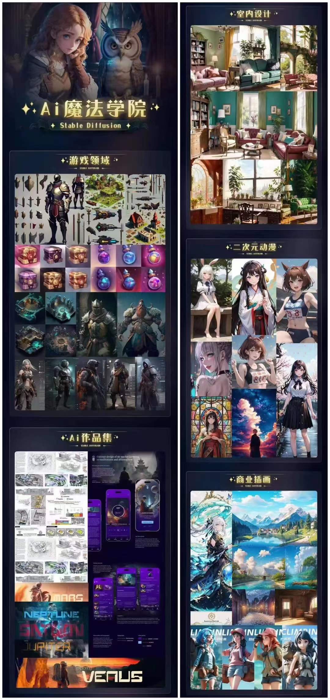 Ai魔法绘画 Stable Diffusion专业课 高效辅助Ui/运营作品集 0到精通系统课插图1 Ai魔法绘画 Stable Diffusion专业课 高效辅助Ui/运营作品集 0到精通系统课