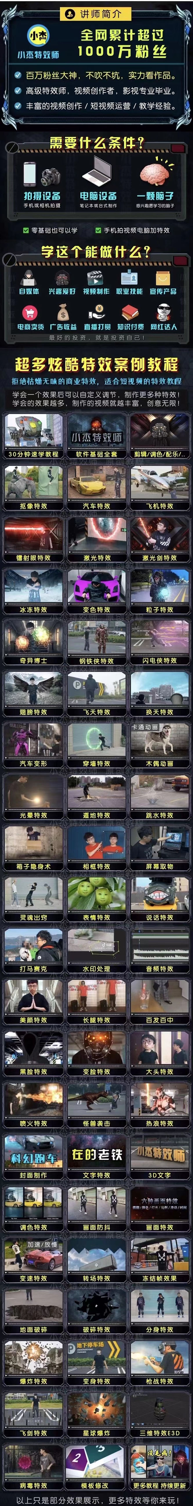 1000w粉丝大佬的特效课·从零快速学特效视频,快速入门(软件+教程+素材)插图 1000w粉丝大佬的特效课·从零快速学特效视频,快速入门(软件+教程+素材)