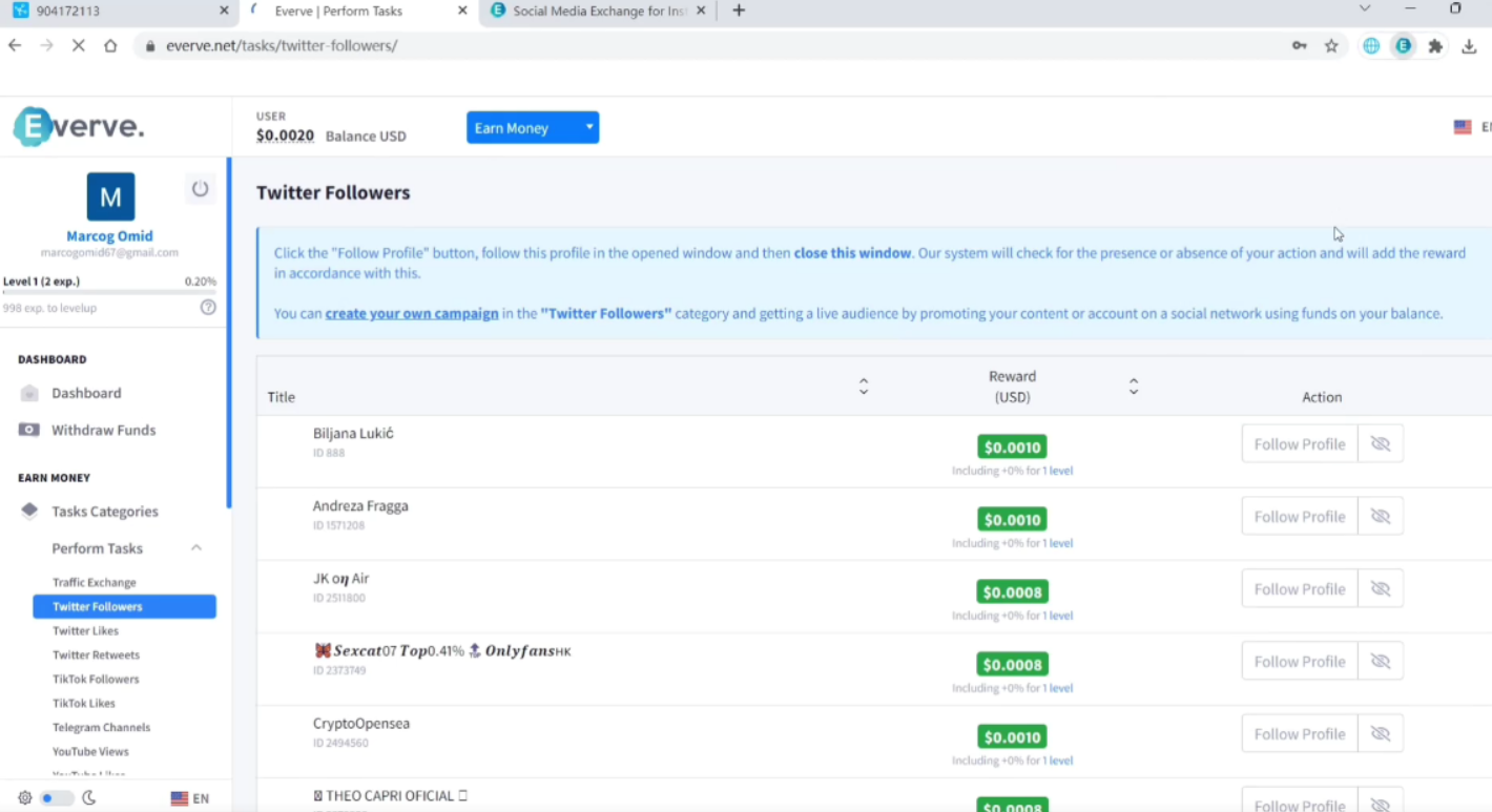 外面收费1988海外平台点赞关注全自动挂机项目 单机一天30美金【脚本+教程】