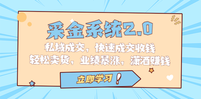 采金 系统2.0,私域成交,快速成交收钱,轻松卖货,业绩暴涨,潇洒赚钱插图 采金 系统2.0,私域成交,快速成交收钱,轻松卖货,业绩暴涨,潇洒赚钱