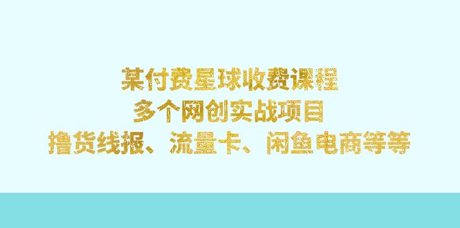 某付费星球课程:多个网创实战项目,撸货线报、流量卡、闲鱼电商等等插图 某付费星球课程:多个网创实战项目,撸货线报、流量卡、闲鱼电商等等