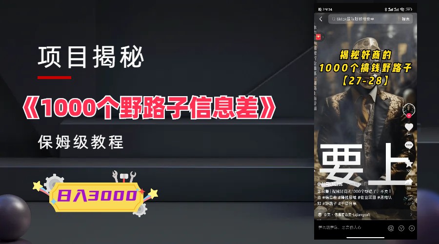1000个野路子信息差保姆式教程-单日变现3000+的玩法解密插图 1000个野路子信息差保姆式教程-单日变现3000+的玩法解密
