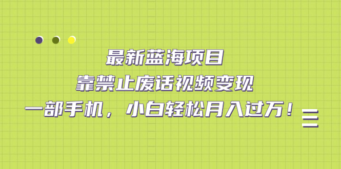 最新蓝海项目,靠禁止废话视频变现,一部手机,小白轻松月入过万!插图 最新蓝海项目,靠禁止废话视频变现,一部手机,小白轻松月入过万!