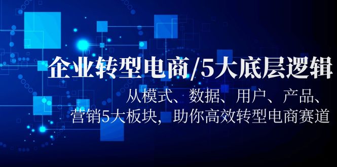 企业转型电商/5大底层逻辑,从模式 数据 用户 产品 营销5大板块,高效转型插图 企业转型电商/5大底层逻辑,从模式 数据 用户 产品 营销5大板块,高效转型