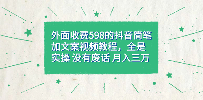 外面收费598抖音简笔加文案教程,全是实操 没有废话 月入三万(教程+资料)插图 外面收费598抖音简笔加文案教程,全是实操 没有废话 月入三万(教程+资料)