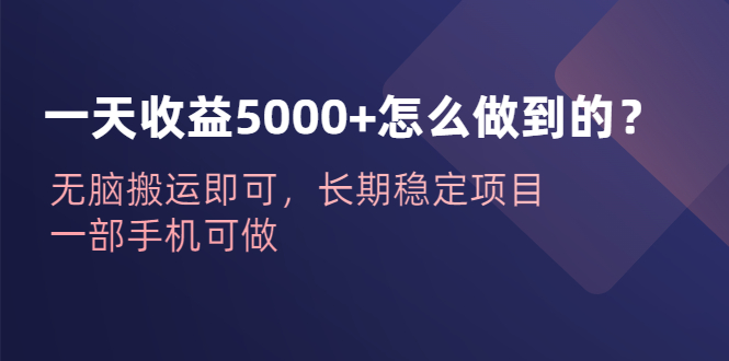 (6435期)一天收益5000+怎么做到的?无脑搬运即可,长期稳定项目,一部手机可做插图 (6435期)一天收益5000+怎么做到的?无脑搬运即可,长期稳定项目,一部手机可做