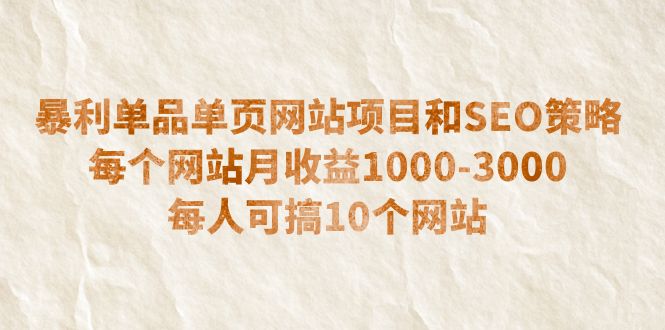 暴利单品单页网站项目和SEO策略 每个网站月收益1000-3000 每人可搞10个插图 暴利单品单页网站项目和SEO策略 每个网站月收益1000-3000 每人可搞10个