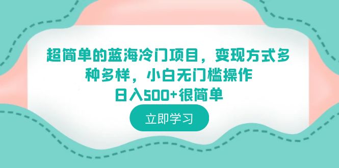 超简单的蓝海冷门项目,变现方式多种多样,小白无门槛操作日入500+很简单插图 超简单的蓝海冷门项目,变现方式多种多样,小白无门槛操作日入500+很简单