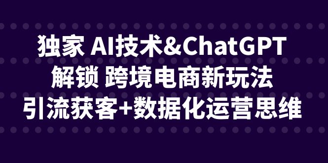 (6599期)独家 AI技术&ChatGPT解锁 跨境电商新玩法,引流获客+数据化运营思维插图 (6599期)独家 AI技术&ChatGPT解锁 跨境电商新玩法,引流获客+数据化运营思维
