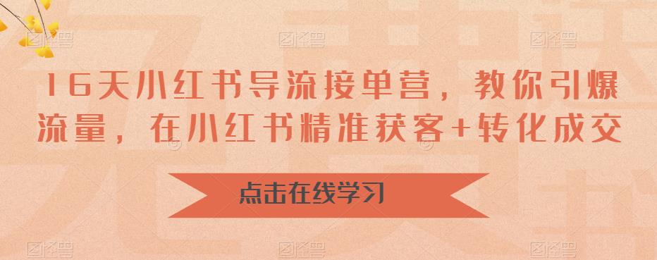 16天-小红书 导流接单营,教你引爆流量,在小红书精准获客+转化成交插图 16天-小红书 导流接单营,教你引爆流量,在小红书精准获客+转化成交