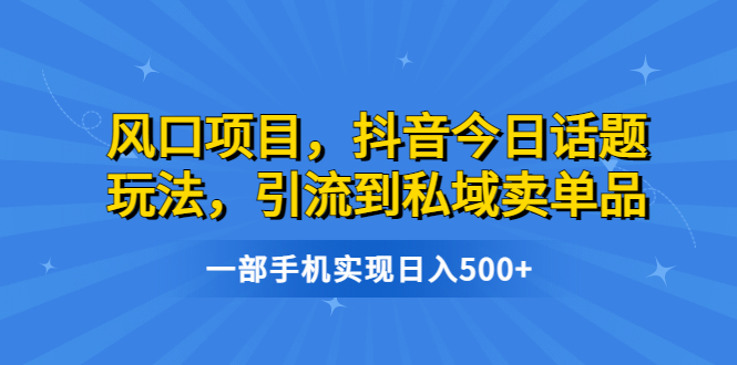 (6588期)风口项目,抖音今日话题玩法,引流到私域卖单品,一部手机实现日入500+插图 (6588期)风口项目,抖音今日话题玩法,引流到私域卖单品,一部手机实现日入500+