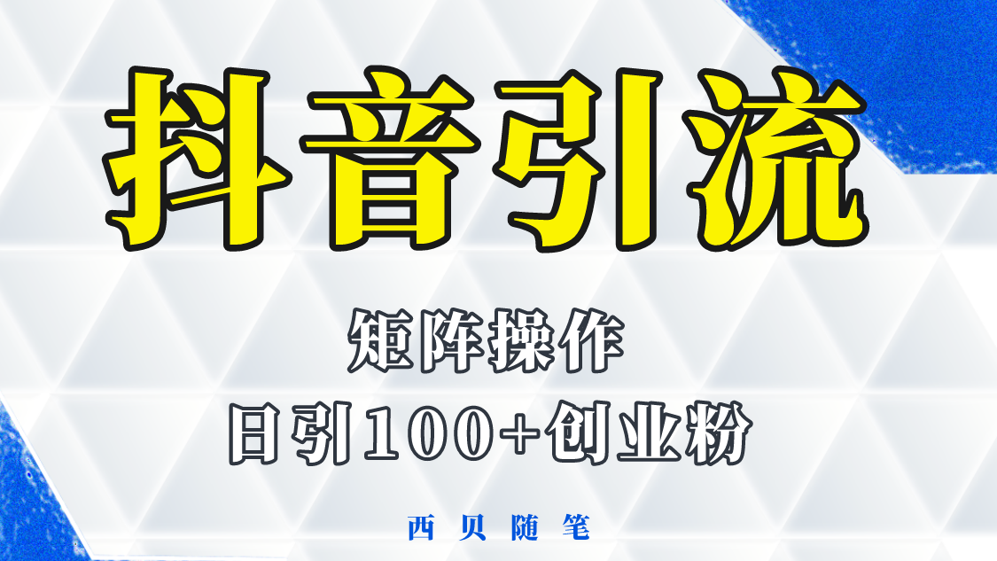 抖音引流术,矩阵操作,一天能引100多创业粉插图 抖音引流术,矩阵操作,一天能引100多创业粉