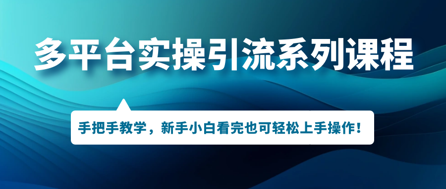 多平台实操引流系列课程,手把手教学,新手小白看完也可轻松上手引流操作!插图 多平台实操引流系列课程,手把手教学,新手小白看完也可轻松上手引流操作!