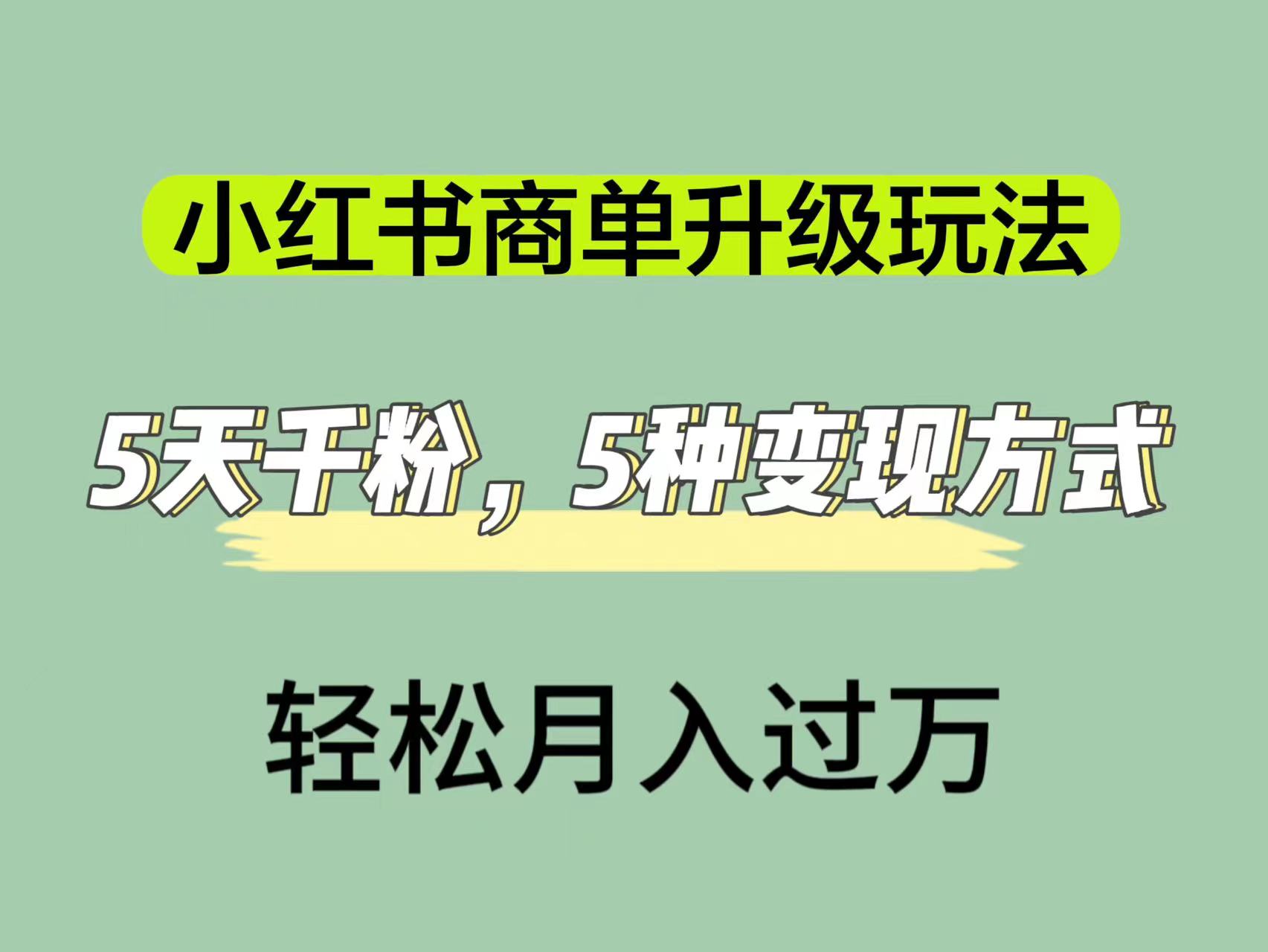 小红书商单升级玩法,5天千粉,5种变现渠道,轻松月入1万+插图 小红书商单升级玩法,5天千粉,5种变现渠道,轻松月入1万+