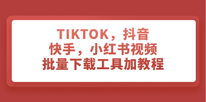 TIKTOK,抖音,快手,小红书视频批量下载工具加教程插图 TIKTOK,抖音,快手,小红书视频批量下载工具加教程