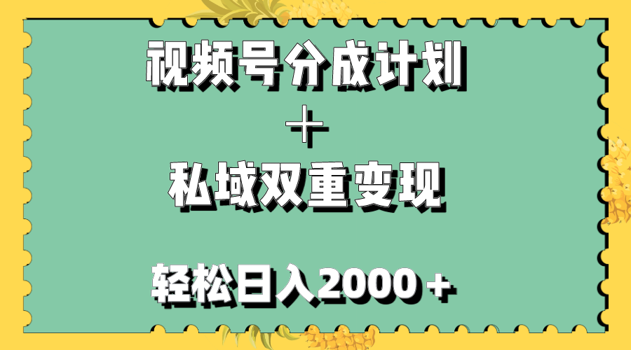 视频号分成计划+私域双重变现,轻松日入1000+,无任何门槛,小白轻松上手插图 视频号分成计划+私域双重变现,轻松日入1000+,无任何门槛,小白轻松上手