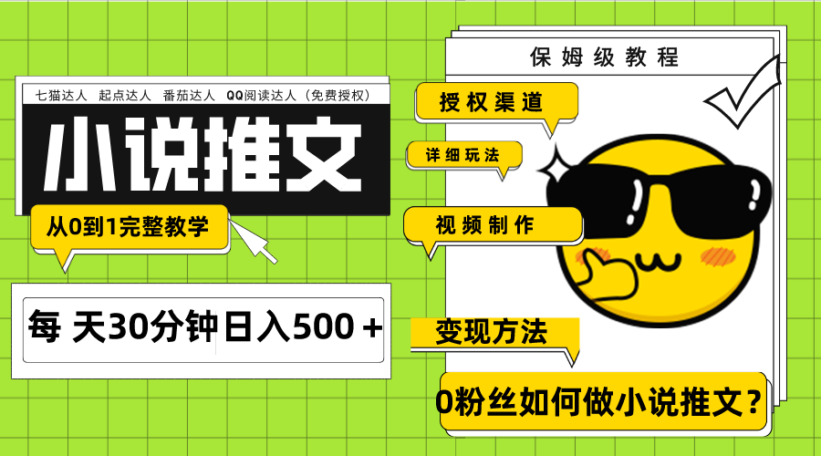 Ai小说推文每天20分钟日入500＋授权渠道 引流变现 从0到1完整教学（7节课）插图