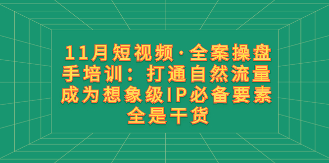 11月短视频·全案操盘手培训:打通自然流量 成为想象级IP必备要素 全是干货插图 11月短视频·全案操盘手培训:打通自然流量 成为想象级IP必备要素 全是干货