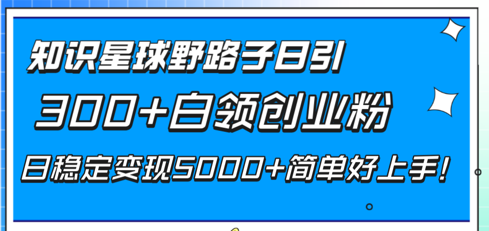 知识星球野路子日引300+白领创业粉,日稳定变现5000+简单好上手!插图 知识星球野路子日引300+白领创业粉,日稳定变现5000+简单好上手!