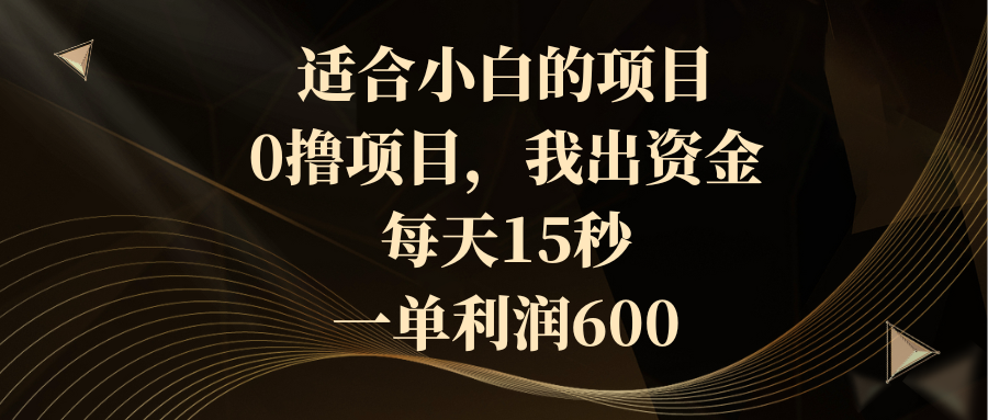 适合小白的项目,0撸项目,我出资金,每天15秒,一单利润600插图 适合小白的项目,0撸项目,我出资金,每天15秒,一单利润600