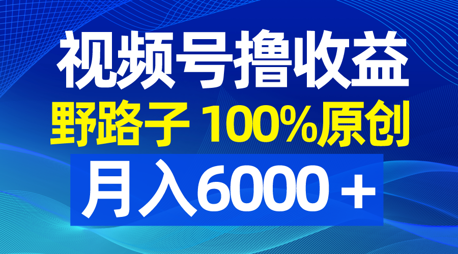 视频号野路子撸收益,100%原创,条条爆款,月入6000+插图 视频号野路子撸收益,100%原创,条条爆款,月入6000+