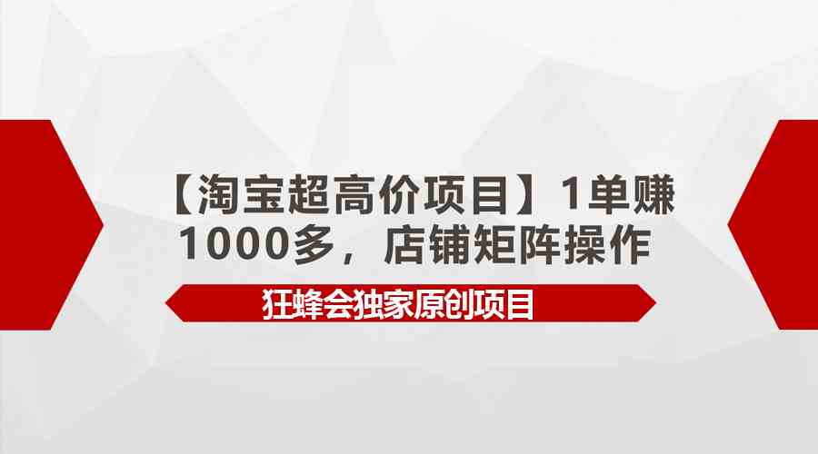 【淘宝超高价项目】1单赚1000多,店铺矩阵操作插图 【淘宝超高价项目】1单赚1000多,店铺矩阵操作