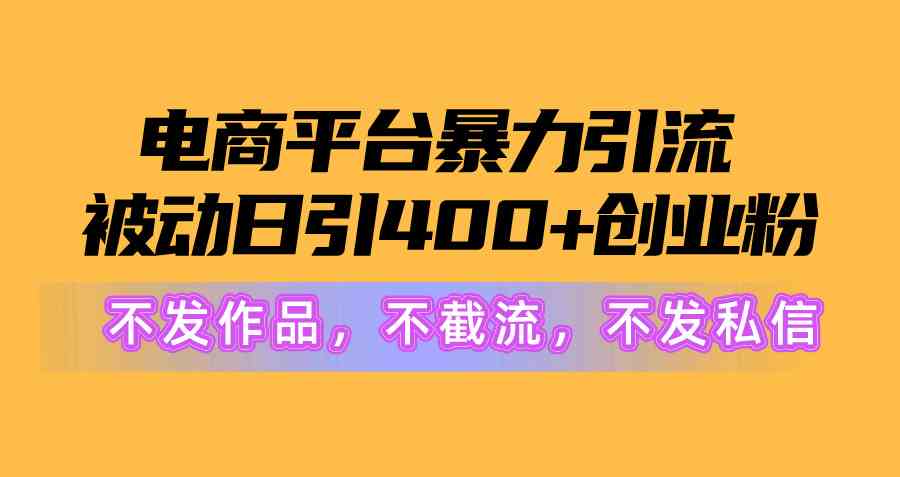 电商平台暴力引流,被动日引400+创业粉不发作品,不截流,不发私信插图 电商平台暴力引流,被动日引400+创业粉不发作品,不截流,不发私信