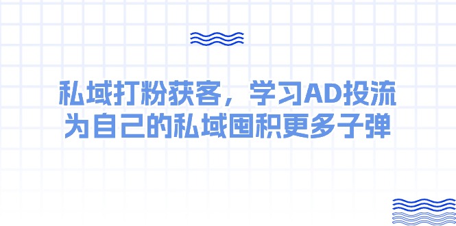 某收费课:私域打粉获客,学习AD投流,为自己的私域囤积更多子弹插图 某收费课:私域打粉获客,学习AD投流,为自己的私域囤积更多子弹