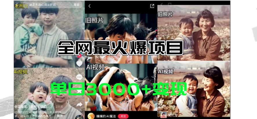 全网爆火的AI让老照片动起来教程,蹭热点日赚3000+,内含免费工具一键…插图 全网爆火的AI让老照片动起来教程,蹭热点日赚3000+,内含免费工具一键…