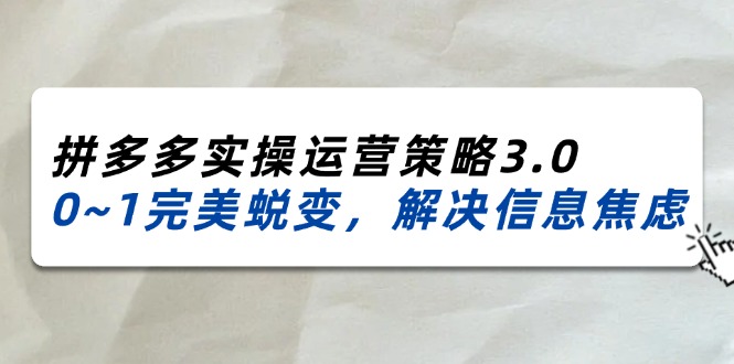 2024_2025拼多多实操运营策略3.0,0~1完美蜕变,解决信息焦虑(38节)插图 2024_2025拼多多实操运营策略3.0,0~1完美蜕变,解决信息焦虑(38节)