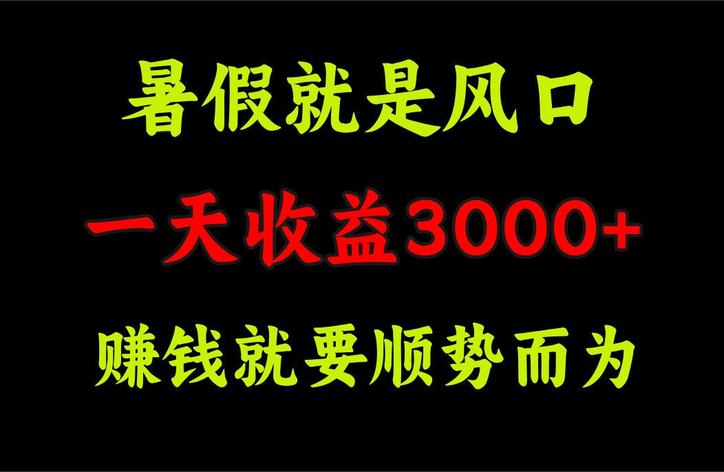 一天收益3000+ 赚钱就是顺势而为,暑假就是风口插图 一天收益3000+ 赚钱就是顺势而为,暑假就是风口