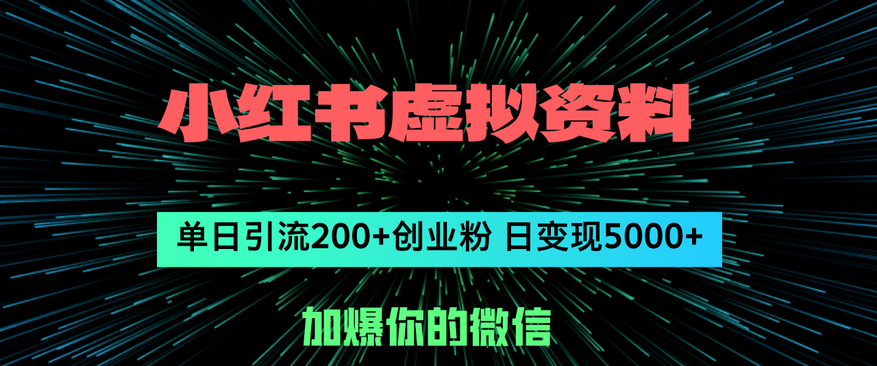 小红书虚拟资料日引流200+创业粉,单日变现5000+插图 小红书虚拟资料日引流200+创业粉,单日变现5000+