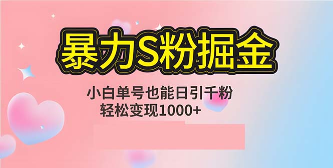 单人单机日引千粉,变现1000+,S粉流量掘金计划攻略插图 单人单机日引千粉,变现1000+,S粉流量掘金计划攻略