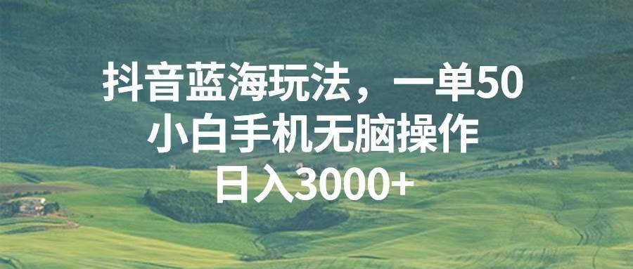 抖音蓝海玩法,一单50,小白手机无脑操作,日入3000+插图 抖音蓝海玩法,一单50,小白手机无脑操作,日入3000+
