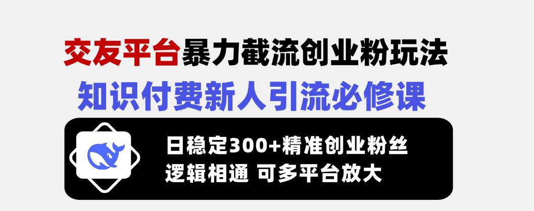 交友平台暴力截流创业粉玩法，知识付费新人引流必修课，日稳定300+精准…插图