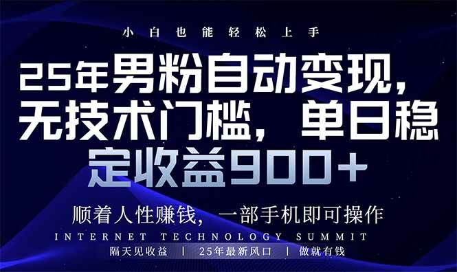 25年男粉自动变现，小白轻松上手，日入900+插图