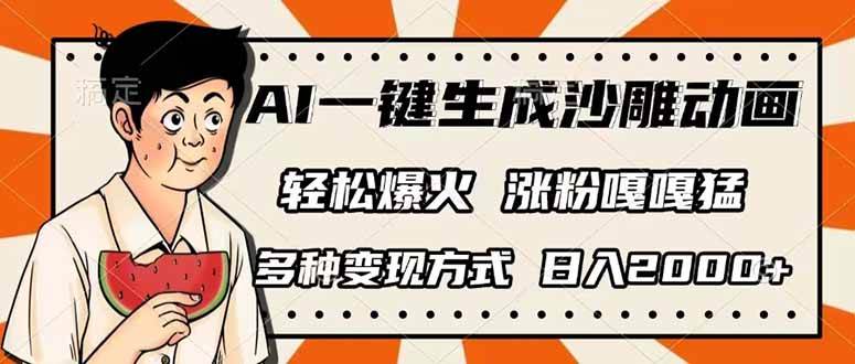 AI一键生成沙雕动画，单视频破千万播放，多种变现方式，日入2000+插图