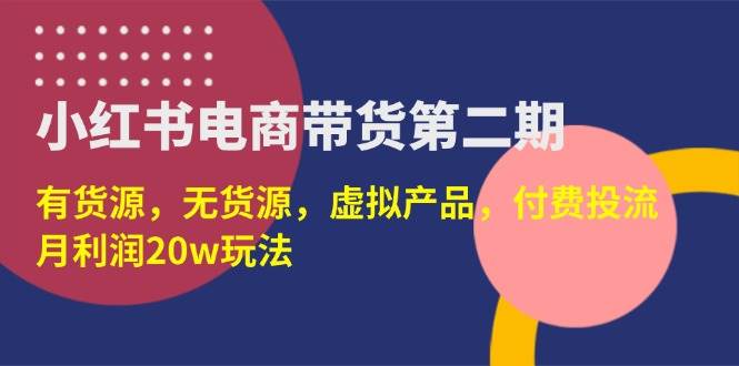 小红书电商带货第二期，有货源，无货源，虚拟产品，付费投流，月利润20w插图