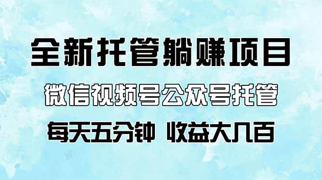 全新托管躺赚项目，微信视频号公众号托管代运营，每天五分钟，收益大几百插图