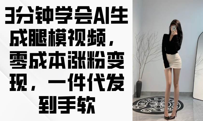 3分钟学会AI生成腿模视频，零成本涨粉变现，一件代发到手软插图