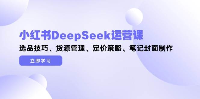 小红书DeepSeek运营课,选品技巧、货源管理、定价策略、笔记封面制作插图 小红书DeepSeek运营课,选品技巧、货源管理、定价策略、笔记封面制作
