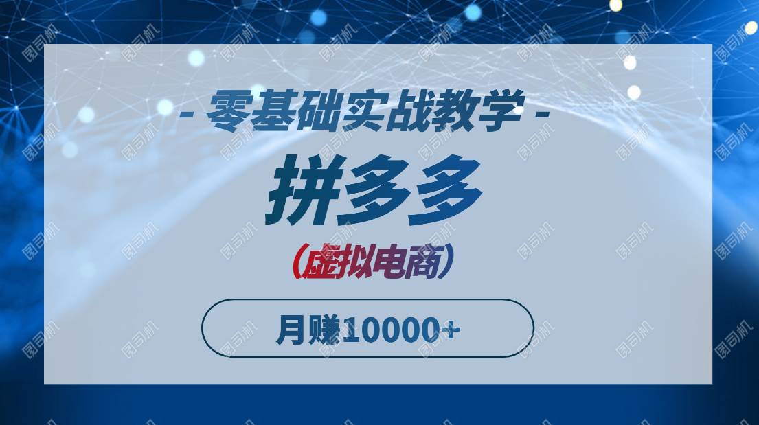 拼多多虚拟电商，零基础实战教学，快速打爆商品，新手也能月入10000+