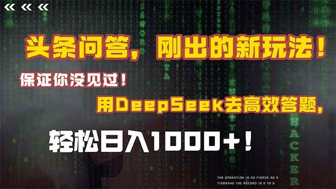 头条问答，刚出的新玩法！保证你没见过！结合Deepseek高效答题，日入1000+插图
